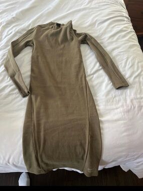 G-Star Olive Long Sleeve Ribbed Bodycon Dress